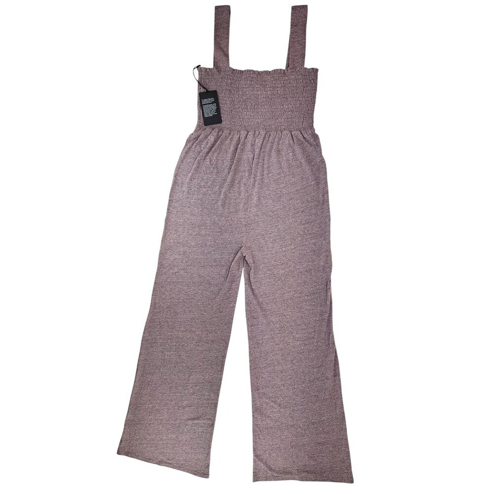 Chaser Women Smocked Wide-Leg Jumpsuit Stretchy Straps Soft Fabric Small Purple - Picture 2 of 5